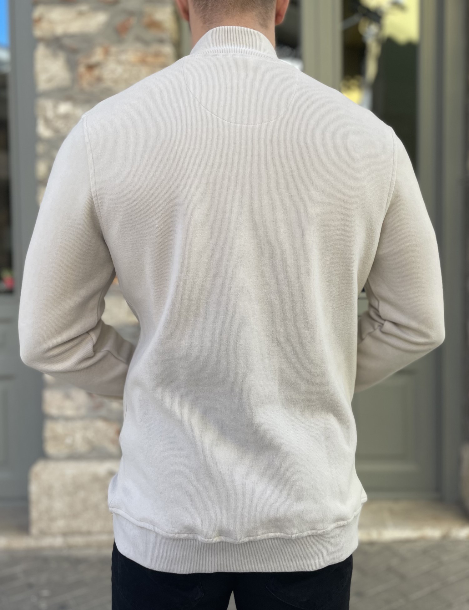 Ανδρική μπεζ βαμβακερή ζακέτα με γιακά 2330B φωτογραφία